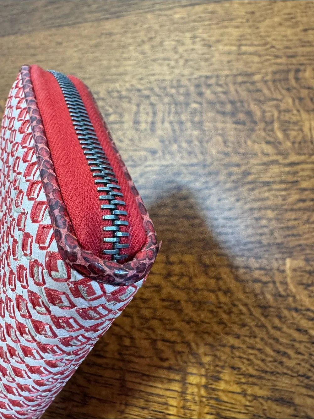 Bottega Veneta Woven Intrecciato Zip Around Wallet w/Python Trim w/ COA